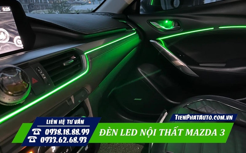Không gian xe nổi bật hơn khi độ đèn LED nội thất Mazda 3