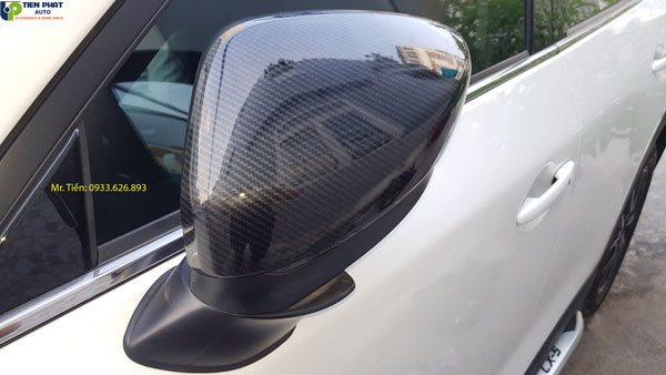 Ốp gương chiếu hậu - Phụ kiện ốp nội thất cho Mazda CX5 bằng vật liệu carbon