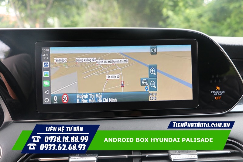 Android Box cho xe Palisade xem chỉ đường và cảnh báo giao thông