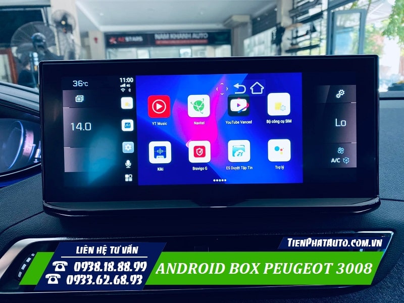 Android Box Peugeot 3008 giúp biến chiếc màn hình zin sang Android