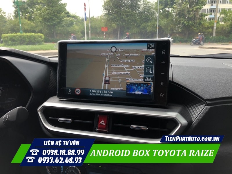 Android Box cho Toyota Raize tích hợp phần mềm chỉ đường thông minh