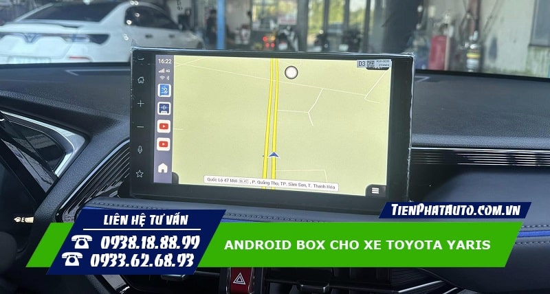 Android Box cho Toyota Yaris 2023 giúp xem chỉ dẫn đường tiện lợi