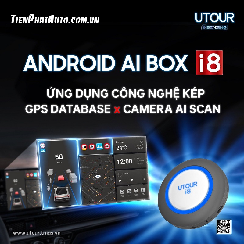 Thiết bị Android Box Utour i8 tích hợp camera hành trình AI ADAS