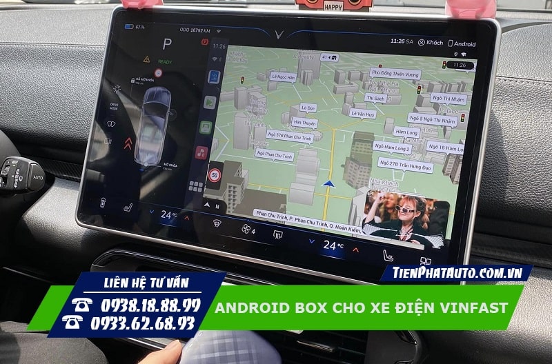Android Box cho xe điện Vinfast giúp tìm chỉ đường, cảnh báo giao thông