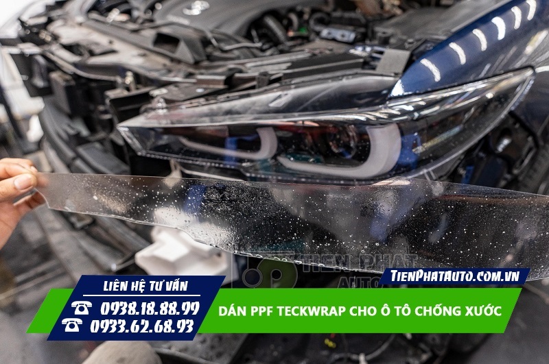 Dán PPF Teckwrap cho vị trí đèn pha phía trước xe