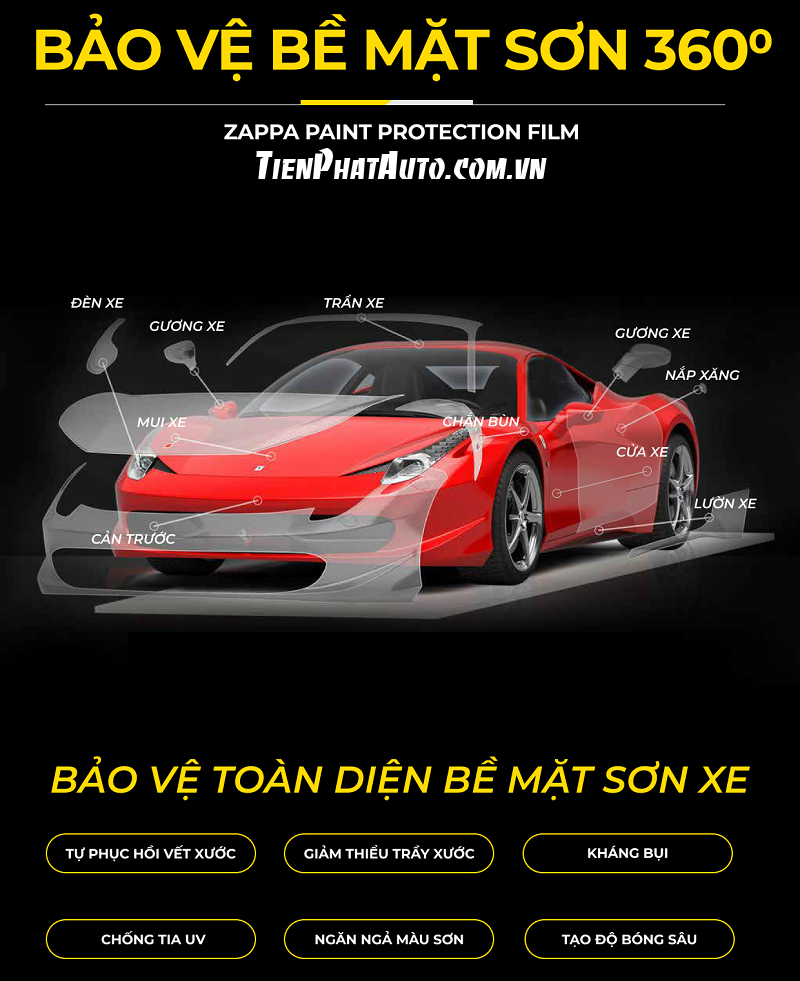Dán PPF Zappa giúp bảo vệ bề mặt sơn xe toàn diện hơn