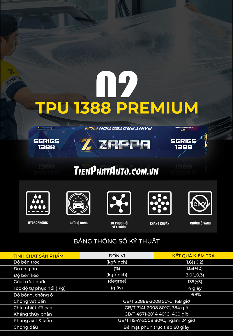 Thông số kỹ thuật PPF Zappa TPU 1388 Premium