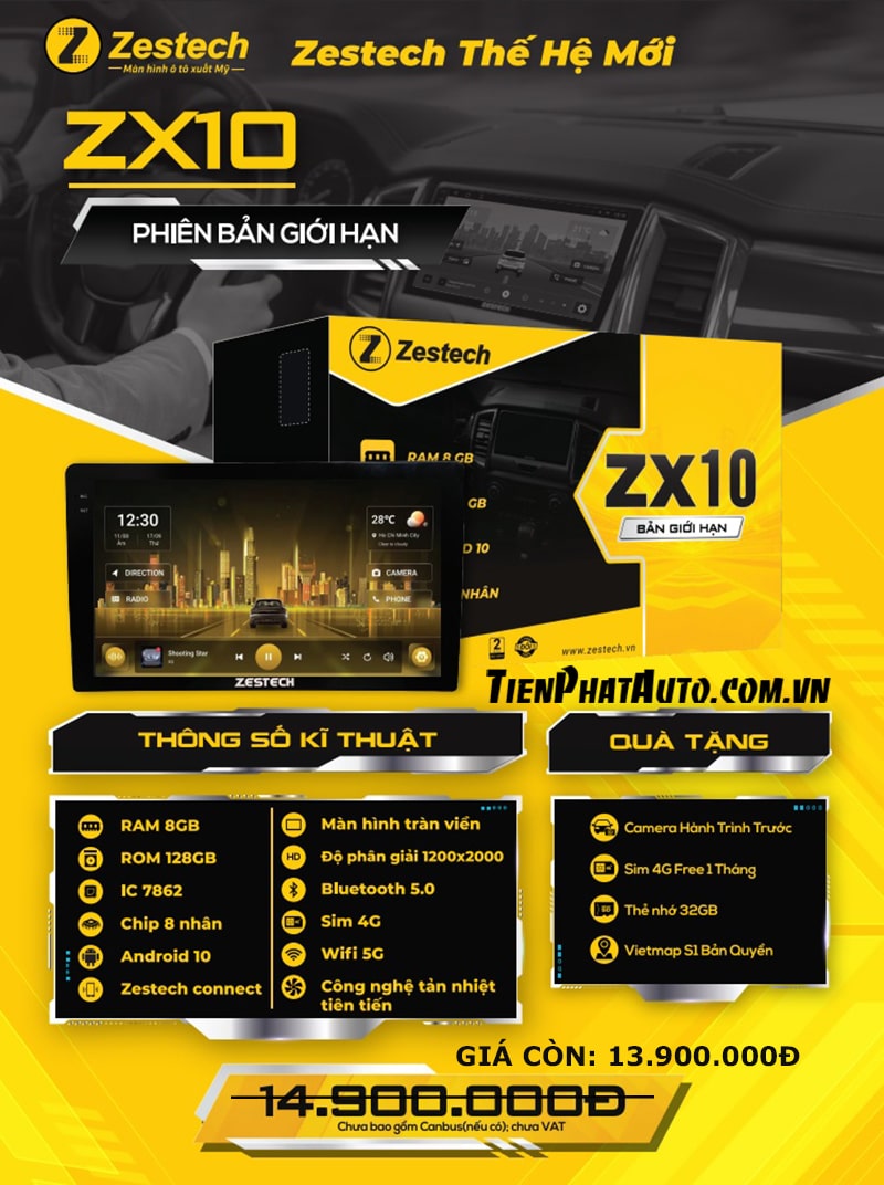 Bảng giá màn hình Zestech 2K ZX10 bản giới hạn không camera 360 độ