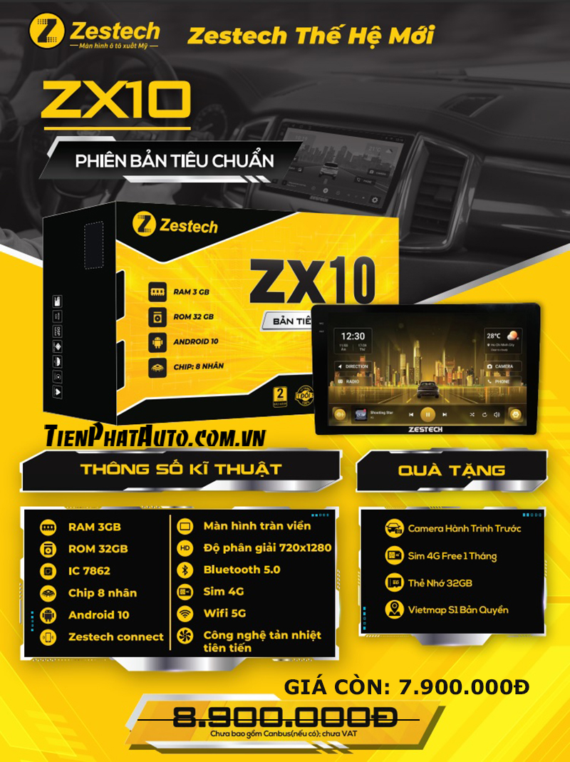 Bảng giá màn hình Zestech ZX10 không camera 360 bản tiêu chuẩn