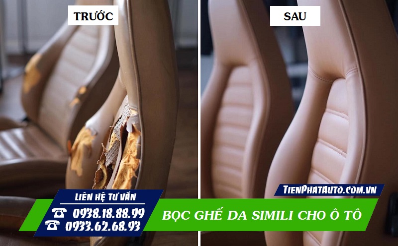 Hình ảnh trước và sau khi bọc ghế da Simili tại Tiến Phát Auto