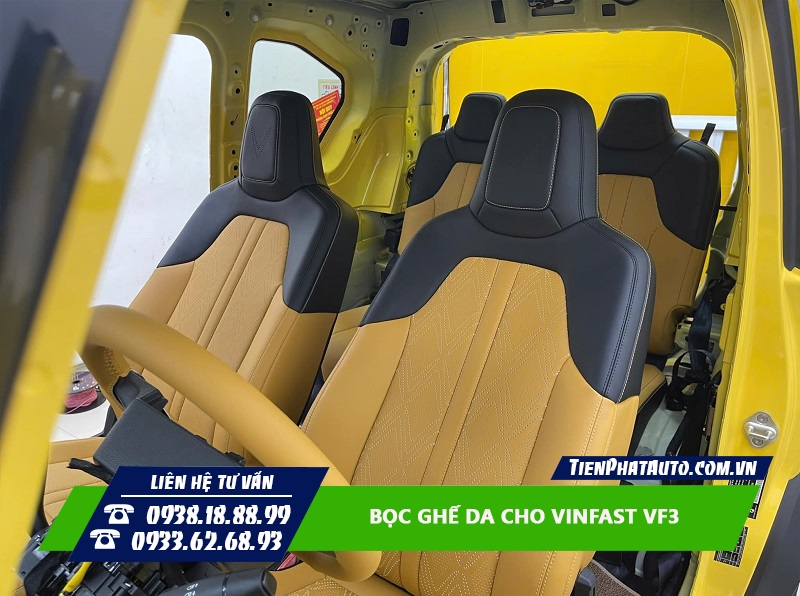 Hỉnh ảnh hoàn thiện may bọc ghế da cho Vinfast VF3 1