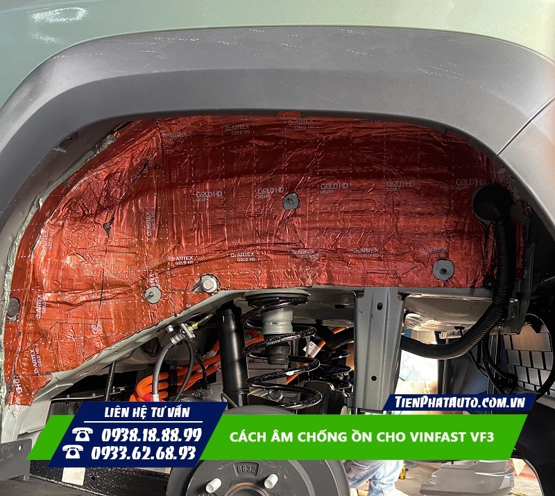 Hình ảnh dán cách âm chống ồn hốc bánh cho Vinfast VF3