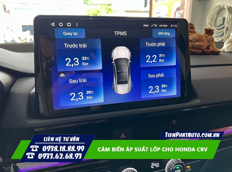 Hình ảnh áp suất lốp cho Honda CRV loại gắn tích hợp màn hình Android