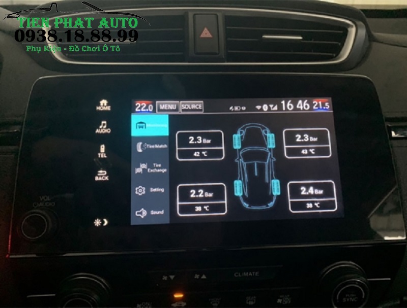 Cảm biến áp suất lốp Honda CRV tích hợp hiển thị trên màn hình