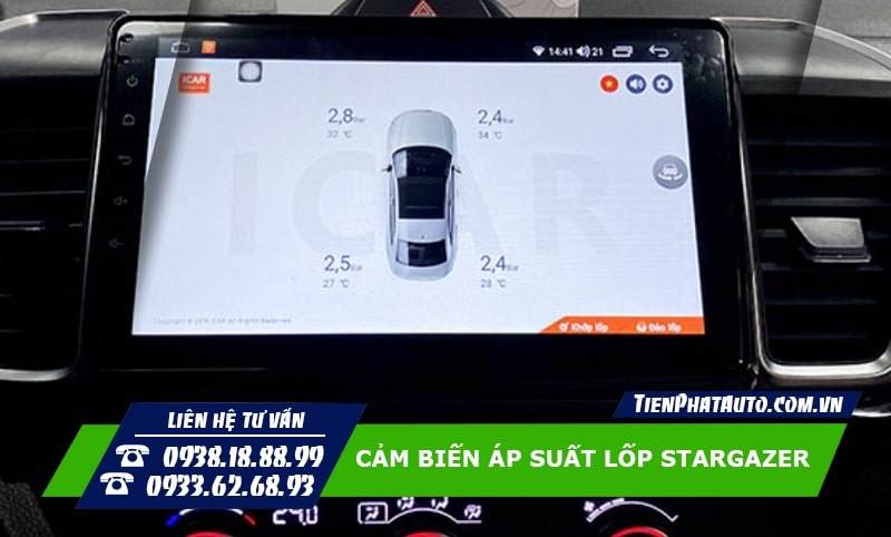 Hình ảnh cảm biến áp suất lốp cho Hyundai Stargazer loại Tích hợp màn hình Android