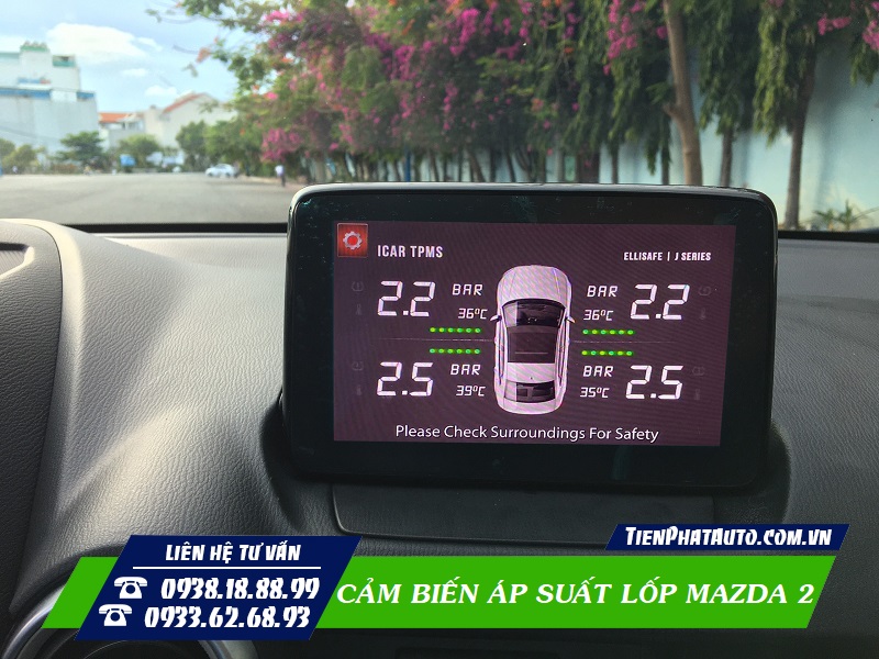 Cảm biến áp suất lốp Mazda 2 tích hợp màn hình DVD zin
