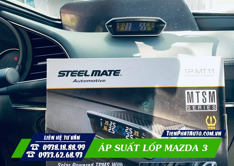Áp suất lốp Mazda 3 tích hợp màn hình rời đặt trên taplo xe