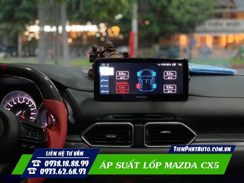 Cảm biến áp suất lốp Mazda CX5 tích hợp màn hình Android
