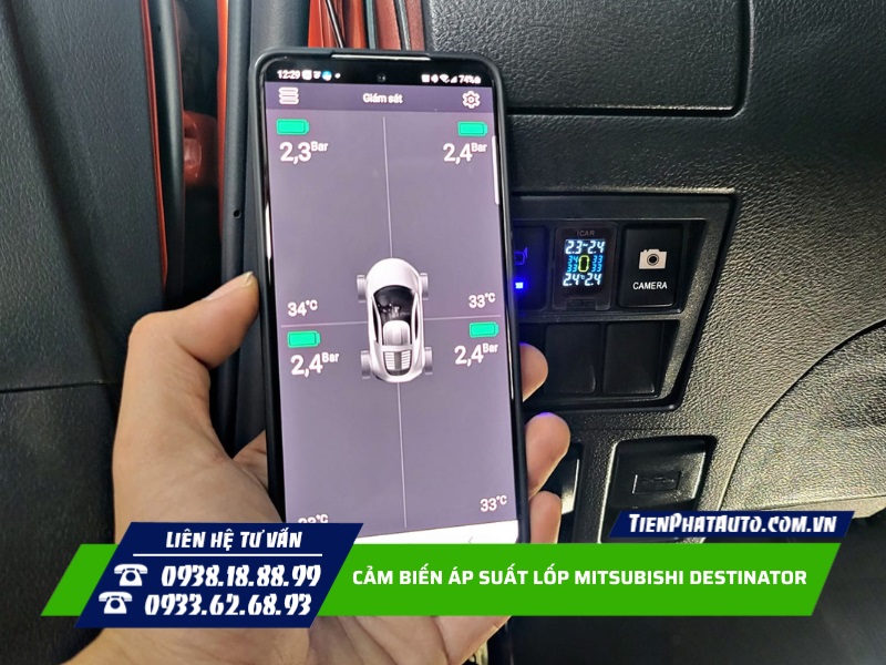 Cảm biến áp suất lốp loại gắn cổng chờ của xe và xem được trên điện thoại