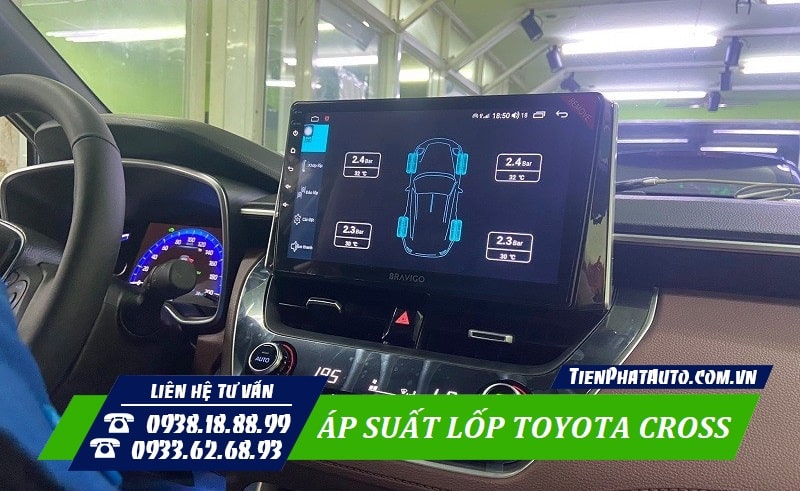 Cảm biến áp suất lốp Toyota Cross loại tích hợp màn hình Android