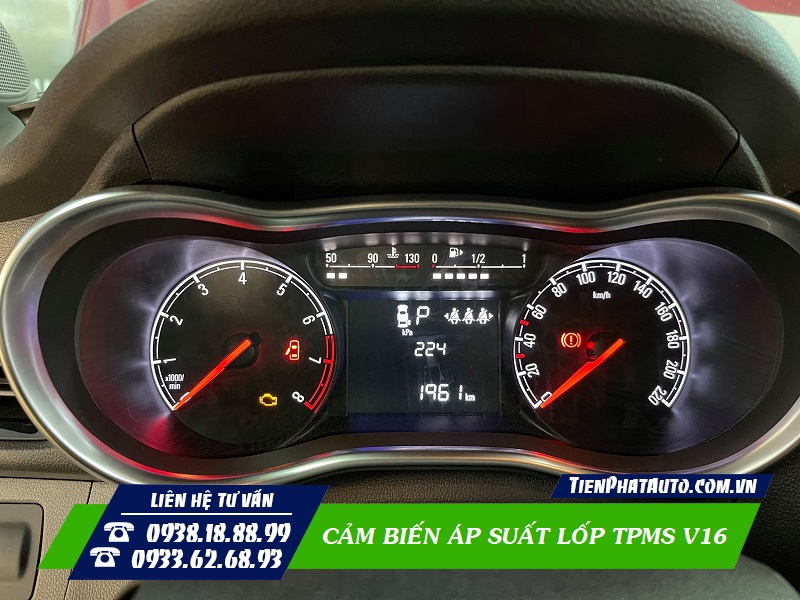 Cảm biến áp suất lốp TPMS V16 tích hợp hiển thị đồng hồ ODO xe