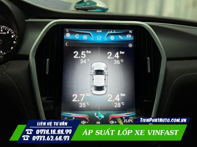 Cảm biến áp suất lốp tích hợp màn hình Vinfast Lux A2.0