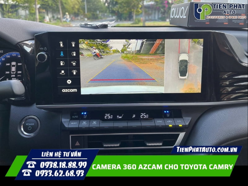 Lắp camera 360 Azcam cho Toyota Camry trên màn hình zin