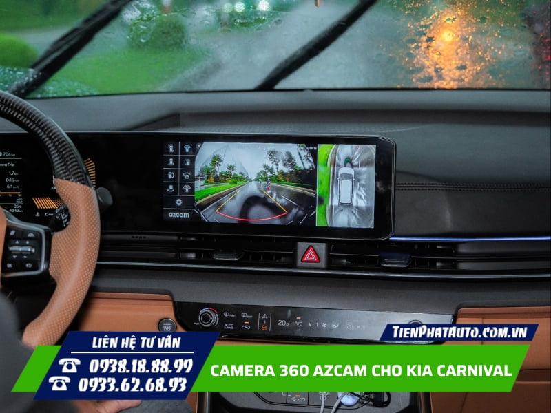 Lắp camera 360 Azcam cho KIA Carnival trên màn hình zin