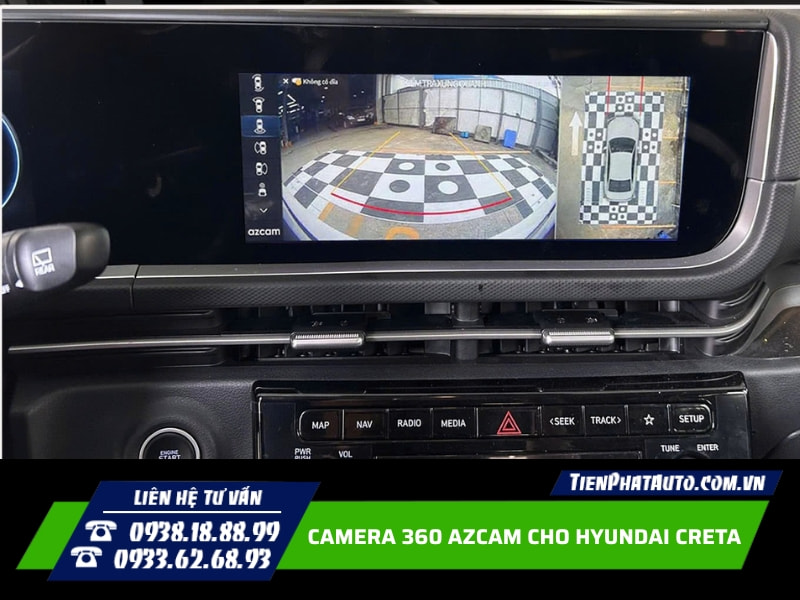 Lắp camera 360 Azcam cho Hyundai Creta trên màn hình zin
