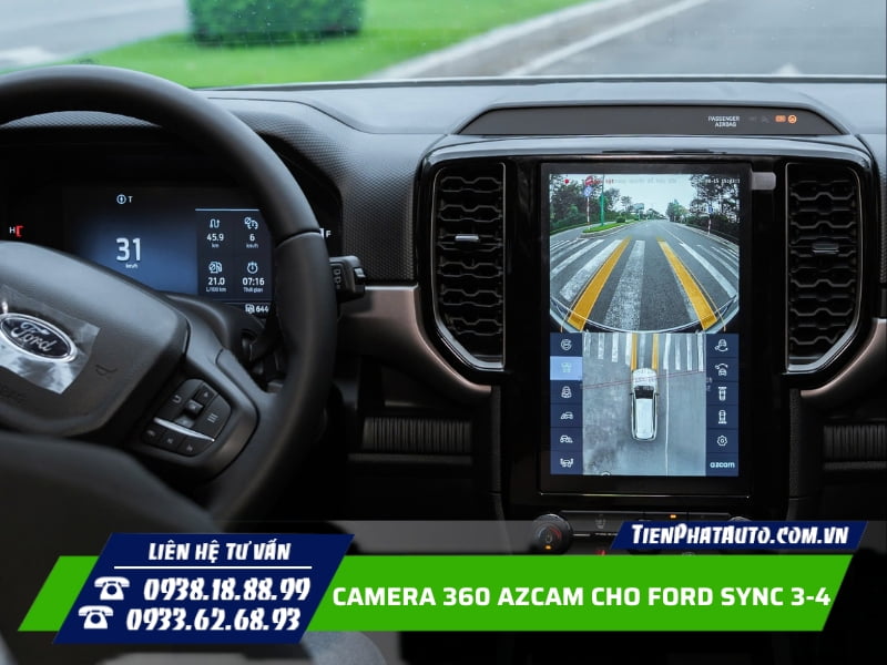 Lắp camera 360 Azcam cho Ford Sync 3,4 trên màn hình zin