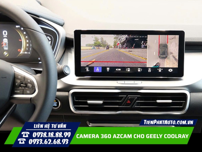 Lắp camera 360 Azcam cho Geely Coolray trên màn hình zin