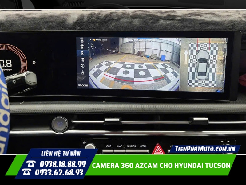 Lắp camera 360 Azcam cho Hyundai Tucson trên màn hình zin