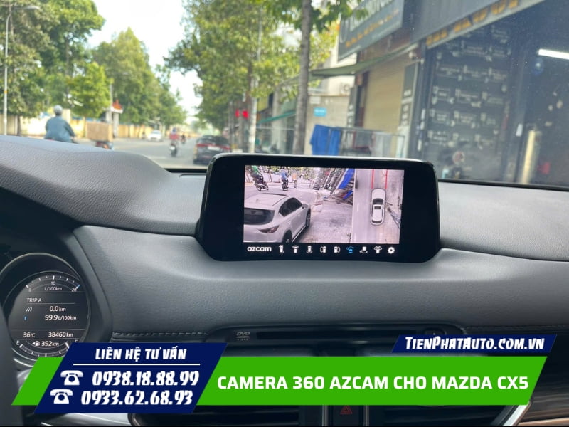 Lắp camera 360 Azcam cho Mazda CX5 và CX8 trên màn hình zin