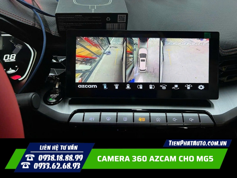 Lắp camera 360 Azcam cho MG5 trên màn hình zin