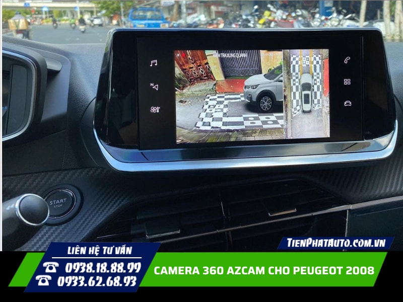 Lắp camera 360 Azcam cho Peugeot 2008 trên màn hình zin