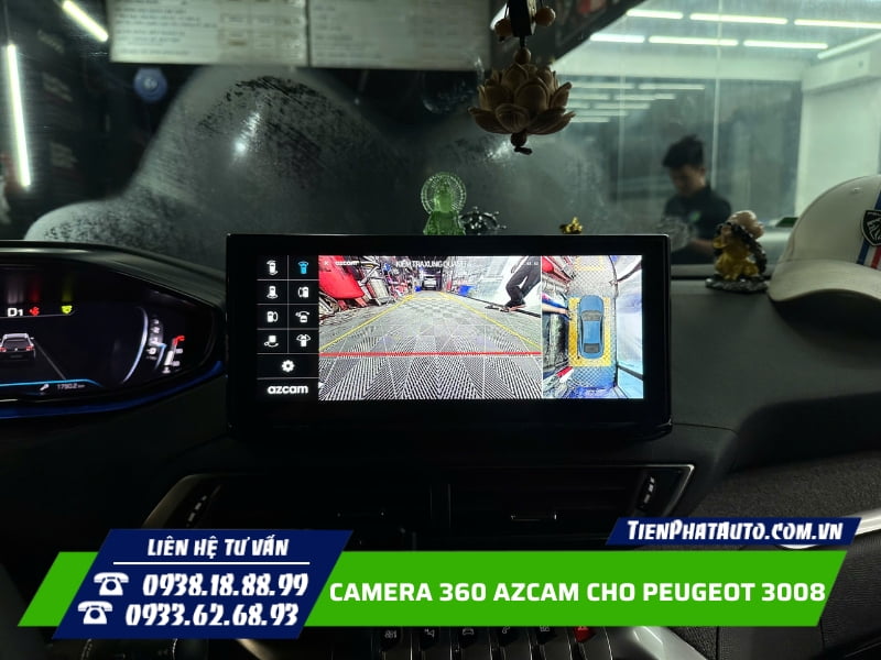 Lắp camera 360 Azcam cho Peugeot 3008 trên màn hình zin