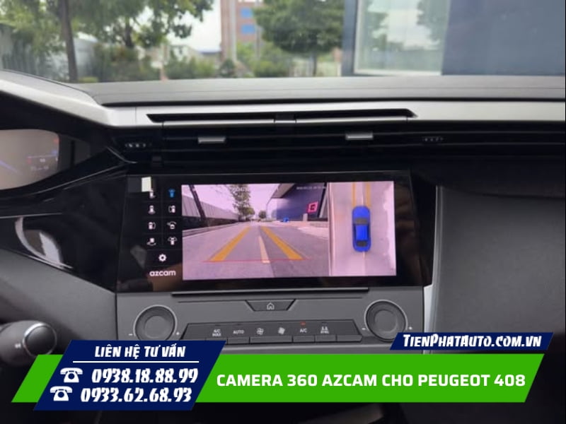 Lắp camera 360 Azcam cho Peugeot 408 trên màn hình zin