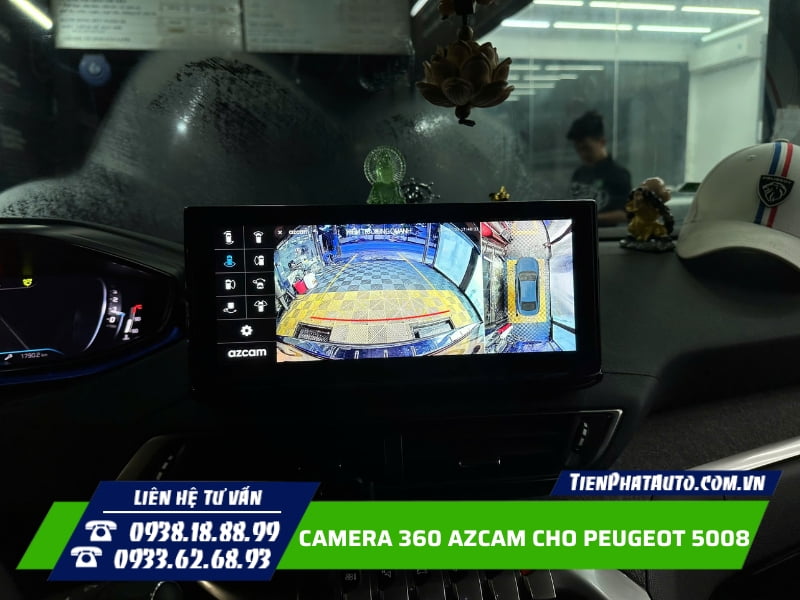 Lắp camera 360 Azcam cho Peugeot 5008 trên màn hình zin