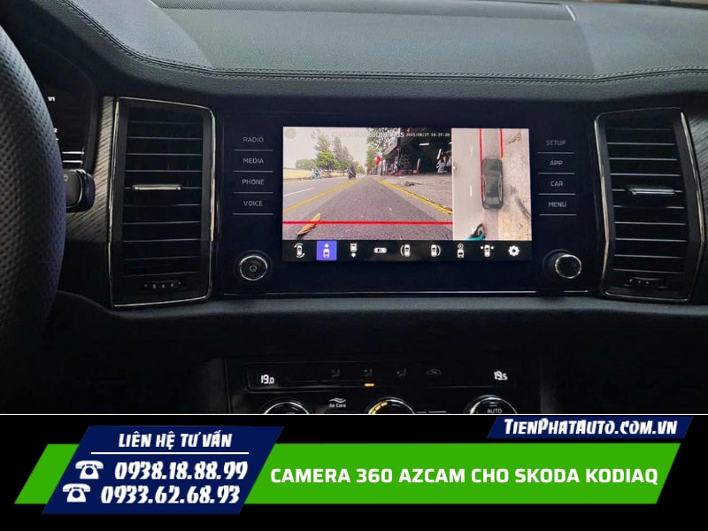Lắp camera 360 Azcam cho Skoda Kodiaq trên màn hình zin