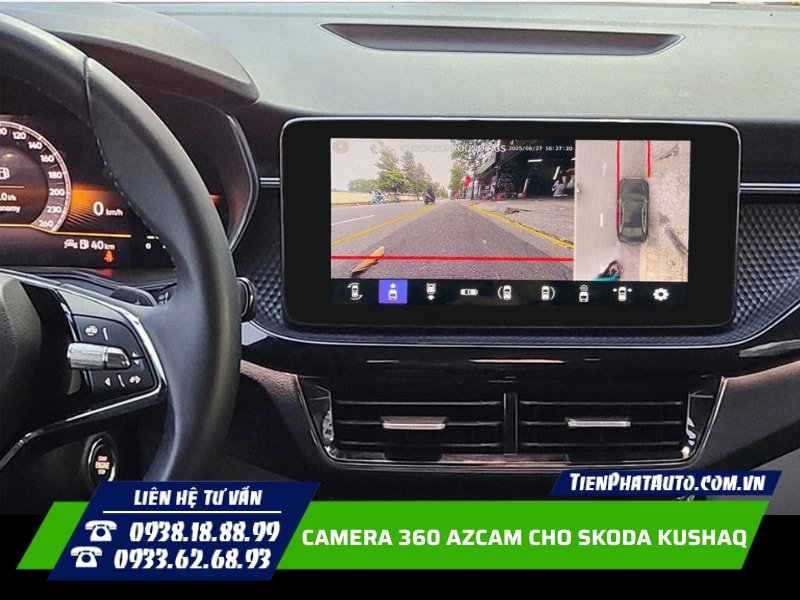 Lắp camera 360 Azcam cho Skoda Kushaq trên màn hình zin