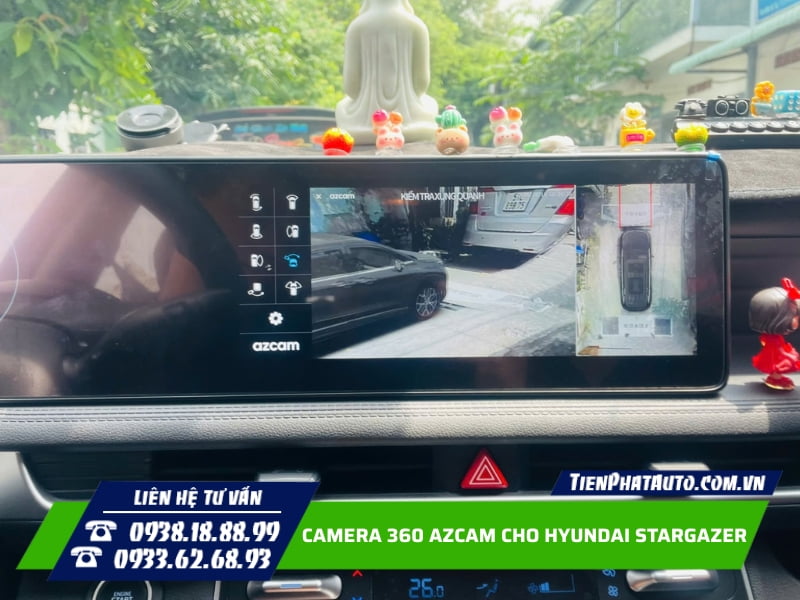 Lắp camera 360 Azcam cho Hyundai Stargazer trên màn hình zin