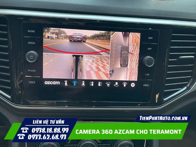 Lắp camera 360 Azcam cho Terammont trên màn hình zin