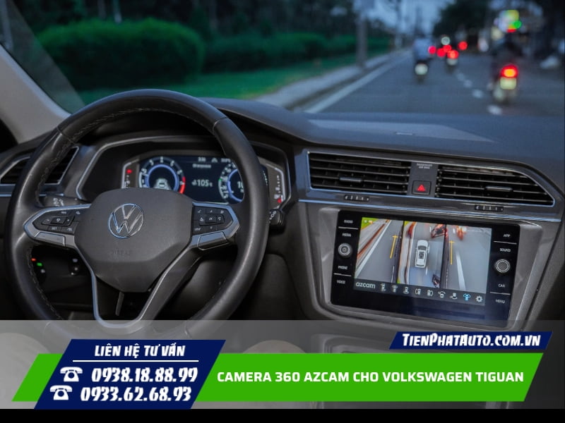 Lắp camera 360 Azcam cho Tiguan trên màn hình zin