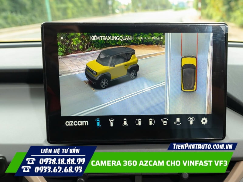Lắp camera 360 Azcam cho Vinfast VF3 trên màn hình zin