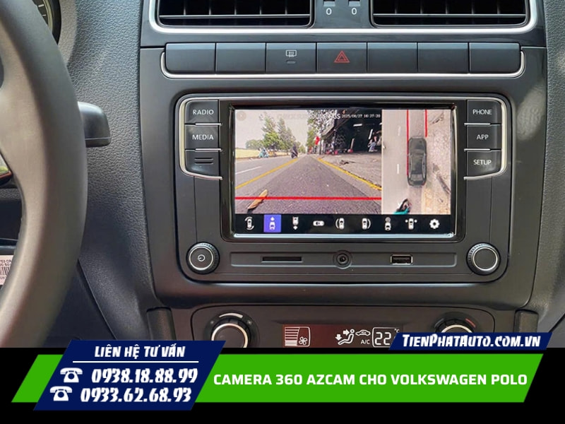 Lắp camera 360 Azcam cho Volkswagen Polo trên màn hình zin