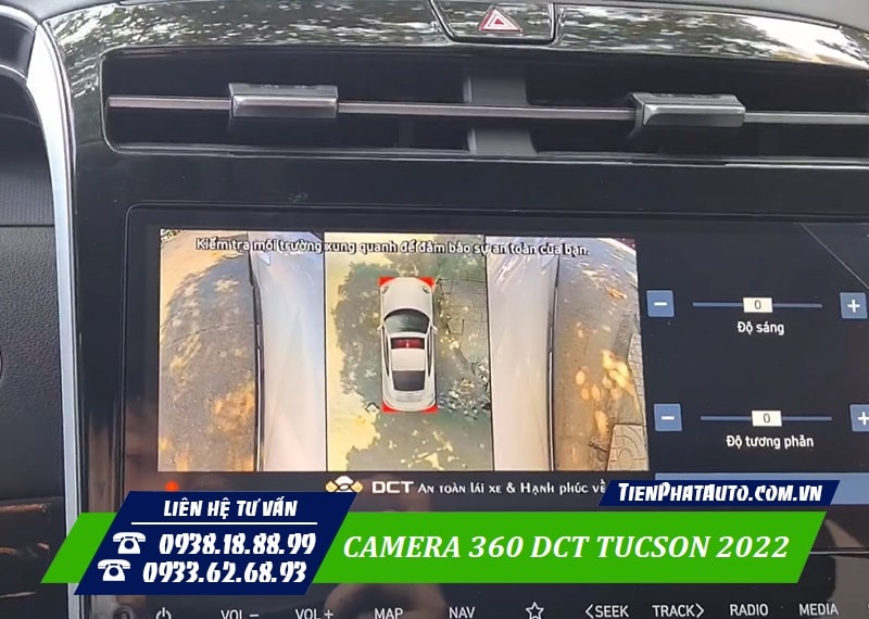 Hình ảnh camera 360 DCT Tucson 2022 hiển thị hai bên hông xe