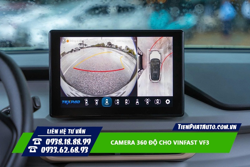 Camera 360 độ cho VF3 tích hợp màn hình có hỗ trợ đánh lái theo vô lăng