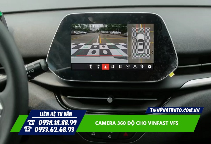 Camera 360 độ cho Vinfast VF5 tích hợp lắp trên màn hình Zin