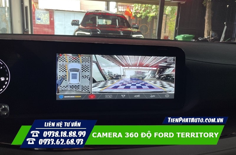 Hình ảnh hiển thị góc quay camera 360 phía trước của xe