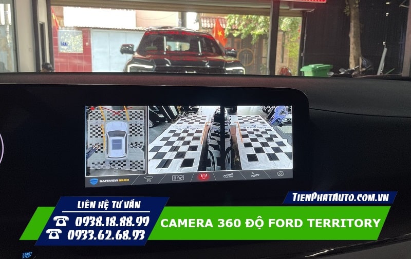 Hình ảnh hiển thị góc quay camera 360 hai bên hông xe